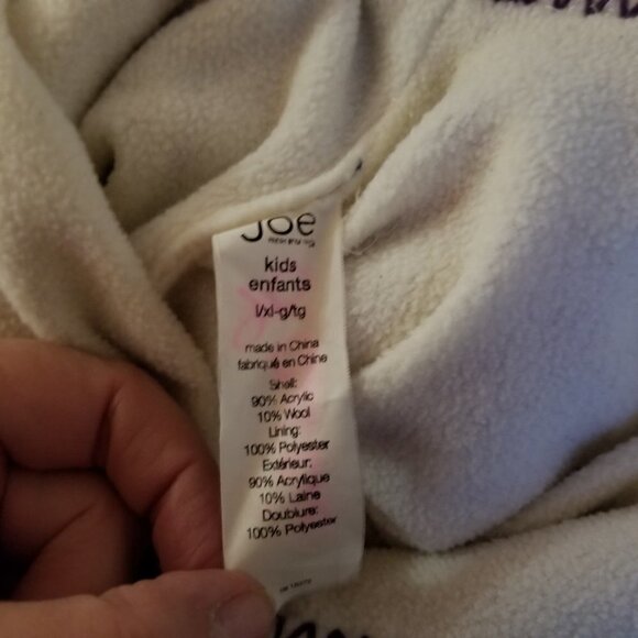 Toque Hat Lined Size Youth Large Unisex Knit with Moose Design and Braded Ties - Picture 9 of 9